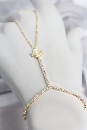 Gold Renk Pirinç Lazerli Yonca Model Zirkon Taşlı Şahmeran TJ-SN777