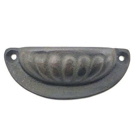 Antika Tarz Dekoratif Pirinç İstiridye Tas Mobilya Kulbu - 37x87 mm, Oksit