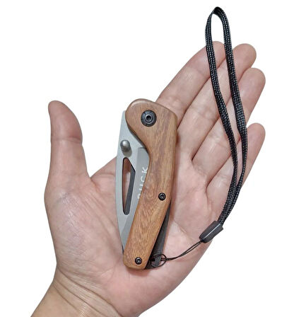 Taktik Çakı Küçük Paslanmaz Çelik Ahşap Sap 15 Cm