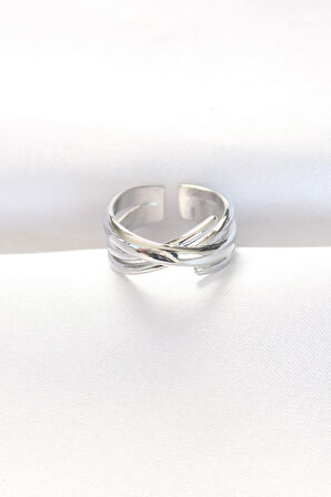 Kalın Silver Renk Ayarlanabilir Yüzük - TJ-BYK3102