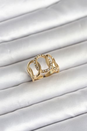 316L Çelik Gold Renk Samanyolu Model Kadın Yüzük - TJ-BYK4160