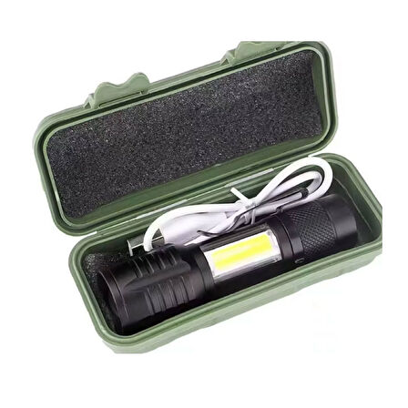 Taktik El Feneri Usb Şarj Edilebilir Kamp Feneri Cob Zumlanabilir Mini Taşınabilir El Feneri Ws-5454
