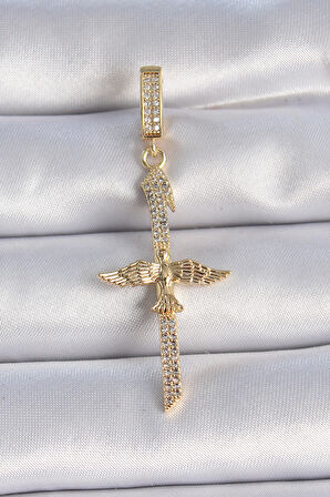 Pirinç Gold Renk Zirkon Taş Detaylı Elif Model Anka Kuşu Figür Ajda Charm - TJ-BC1013
