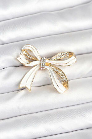 Beyaz Renk Fiyonk Model Broş - TJ-BR461