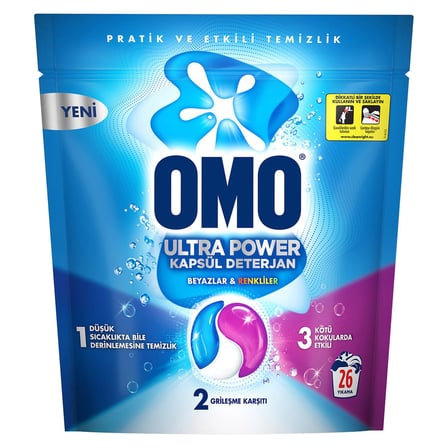 4 Adet Omo Ultra Power Kapsül Deterjan 26 Kapsül 338 G