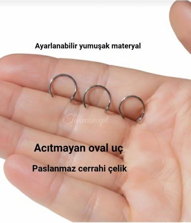 Deliksiz Çelik Sıkıştırmalı Halka Hızma, 3 Adet Set, Gümüş, Unisex Kulak Burun Piercingi