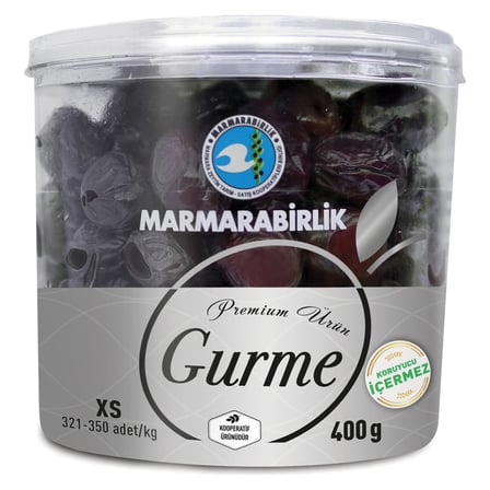 4 Adet Marmarabirlik Doğal Siyah Zeytin Gurme Xs (321-350) 400g