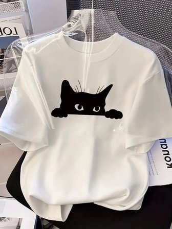 Modi Green Baskılı Oversize Bisiklet Yaka T-shirt - Beyaz
