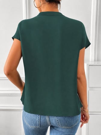 Modi Green Kadın Kısa Kollu V Hakim Yakalı Leopar Desenli Sandy Bluza