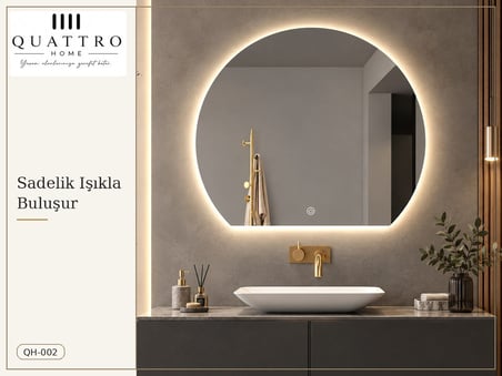 Dokunmatik Dimmer Özellikli Yuvarlak LED Işıklı Banyo Aynası 100 cm 100-80 ÇAP