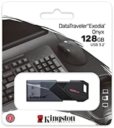 DataTraveler Exodia Onyx DTXON/128GB Flash Drive 3.2 Gen 1 - ince, hareketli kapaklı