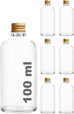 6 Adet Şeffaf Cam Shot Şişesi Sızdırmaz Gold Metal Kapaklı Kolonya Koku Süs Çok Amaçlı Şişe 100ml