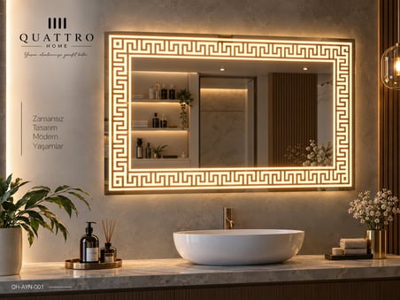 Dikdörtgen Dokunmatik Işıklı Banyo Aynası 90-70 ÇAP