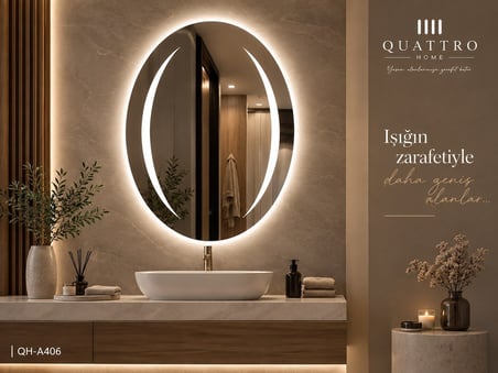 Dokunmatik Dimmer Özellikli Işıklı Oval Ayna 90-70 ÇAP