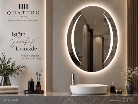 Dokunmatik Dimmer Özellikli Işıklı Oval Ayna 90-70 ÇAP
