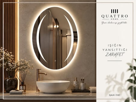 Dokunmatik Dimmer Özellikli Işıklı Oval Ayna 90-70 ÇAP