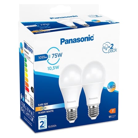 5 Adet Panasonic Led E27 10.5W İkili Paket Sarı Işık
