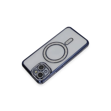 Apple iPhone 13 Kılıf Joke Simli Magneticsafe Kılıf - Lacivert
