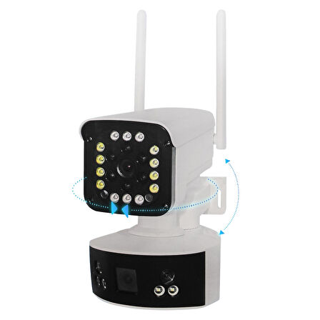 O-KAM-3032 Smart Akıllı Güvenlik Kamerası 3mp+3mp+3mp 3 Lens Alert Wi-Fi Ptz