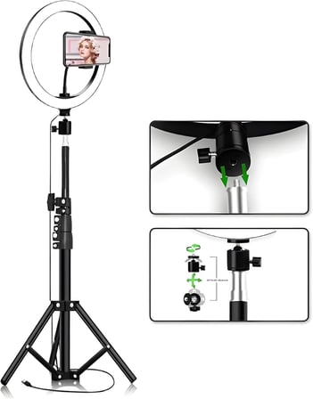 SMAYLİNG Ring Light 26cm Halka Işık + Tripod Ayak – Bluetooth Uzaktan Kumandalı – 3 Işık Modu &amp; 10 Parlaklık Seviyesi – USB Bağlantılı Telefon Tutuculu Fotoğraf ve Video Çekim Işığı (RİNG)