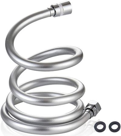 Gri Paslanmaz Kopmaz Patlamaz Kaliteli PVC Duş Hortumu - Yüksek Kaliteli Lüx Duş Spirali - Tüm Duş Setleri/Duş Başlıkları ile Uyumlu (G1/2) - 150cm