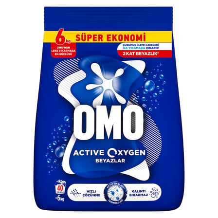 2 Adet Omo Active Oxygen 40 Yıkama 6 Kg