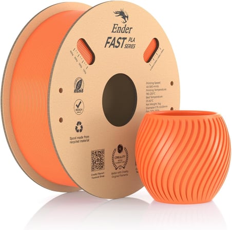Creality Ender Fast PLA Filament 1,75mm, 3D Yazıcı Filamenti 300mm/s'ye kadar Yüksek Hız, Geri Dönüştürülebilir Karton Makara, Çoğu FDM 3D Yazıcıya Uygun - 1kg (2,2lb) Turuncu