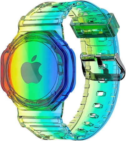 Buff TagSafe Rainbow Çocuk Bileklik Silikon AirTag Uyumlu Kılıf Saat Hafif