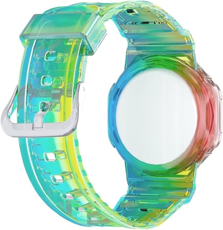 Buff TagSafe Rainbow Çocuk Bileklik Silikon AirTag Uyumlu Kılıf Saat Hafif