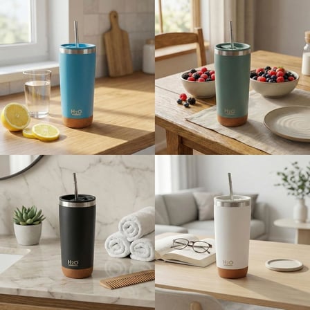 590 ml Paslanmaz Çelik Pipetli Termos Kupa - 4 Renk Seçeneği (Siyah, Yeşil, Gri, Mavi) - Sıcak ve Soğuk Tutan Mug - Araç ve Ofis Bardağı (KREM)