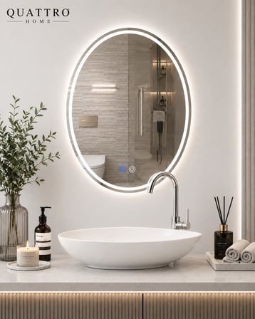 Yumurta Form LED Banyo Aynası - Dokunmatik Dimmer Aydınlatmalı 90-70 ÇAP