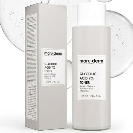 Maruderm Glikolik Asit%7 Aydınlatıcı ve Leke Görünümü Karşıtı Tonik – Meyan Kökü &amp; Hyaluronik Asit ile Pürüzsüzleştirici Peeling Tonik, 250 ML