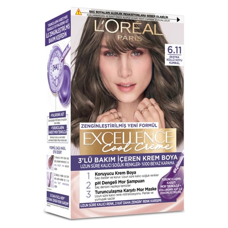 5 Adet L’Oréal Paris Excellence Cool Creme Saç Boyası – 6.11 Ekstra Küllü Koyu Kumral