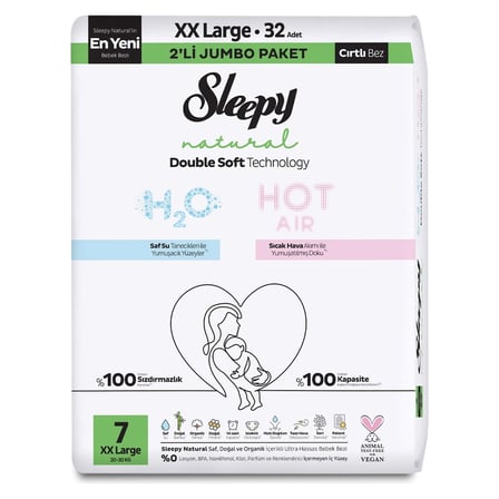 4 Adet Sleepy Natural Double Soft XXL Çocuk Bezi 32'li