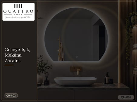 Dokunmatik Dimmer Özellikli Yuvarlak LED Işıklı Banyo Aynası 100 cm 80-60 ÇAP