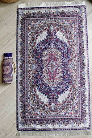 Taşınabilir Ipek Dokulu Keseli Seccade Kilim Desen S1001113