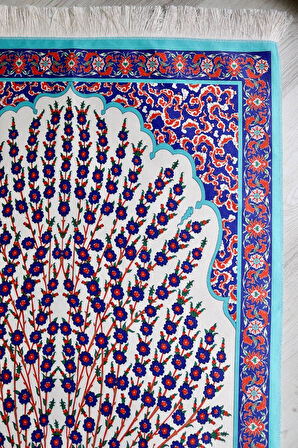 Pratik Ve Taşınabilir Ipek Dokulu Keseli Seccade Çini Desen S100111