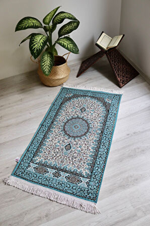 Osmanlı Desen Astarlı Lüks Seccade S1018 Mavi