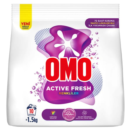4 Adet Omo Active Fresh Renkliler Toz Deterjanı 1.5 Kg 10 Yıkama