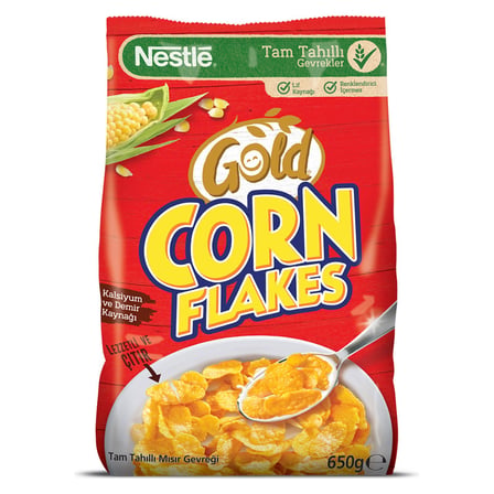 5 Adet Nestle Gold Corn Flakes Tam Tahıl Mısır Gevreği 650 G