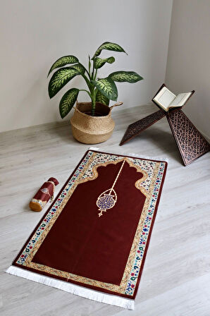 Taşınabilir Ipek Dokulu Keseli Seccade S1001-2 Lacivert