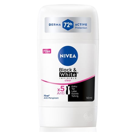 4 Adet NIVEA Kadın Stick Deodorant Black&White Invisible Clear 50 Ml