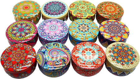 Mandala Desenli Metal Kutuda Orta Boy Kokulu Mum (1 Adet)