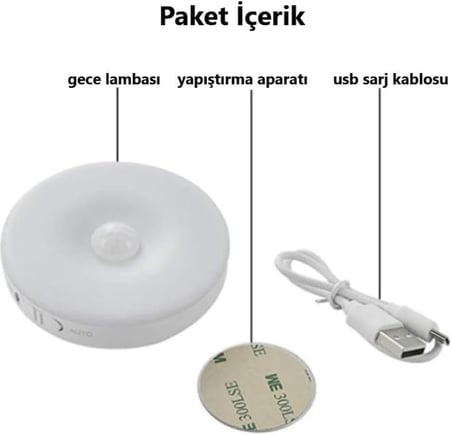 Harekete Duyarlı Sensörlü Sarjlı Mıknatıslı Gün Işık Led Mutfak, Banyo, Yatak Odası Led Işık (6)