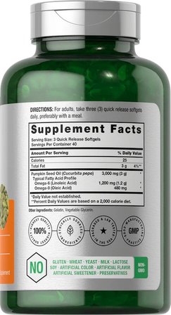 Pumpkin Seed Oil Balkabağı Çekirdeği Yağı Takviyesi 3000 mg 120 Softgel