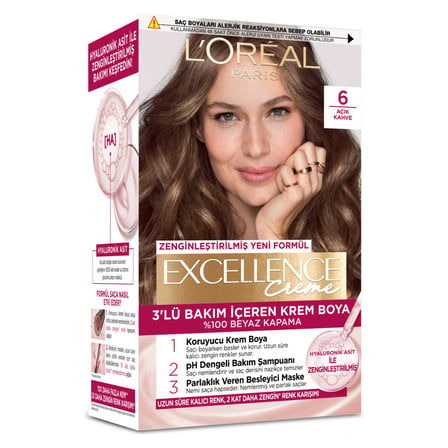 5 Adet Excellence Creme Saç Boyası - 6 Açık Kahve 192 Ml