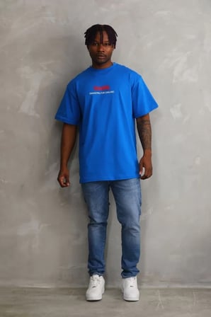 Modi Green Unisex Baskılı Oversize T-Shirt - Mavi