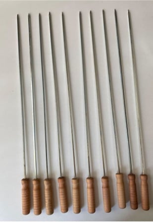 Mobilreyon - 5 Adet Ahşap Saplı Kare Şiş Boy:55Cm,Kalınlık:4Mm Tahta Saplı Kuşbaşı Ciğer Tavuk Şişi