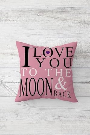 I Love You To The Moon Gizli Fermuarlı Kırlent Kılıfı Koltuk Yastık Kılıfı Takım(4adet), Pembe 45 x 45