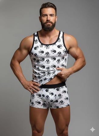 Modi Green Erkek Desenli Tank Top Boxer Takım